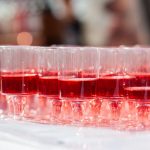 Verres de vin rouge alignés